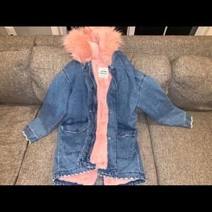 Kids faux fur jean jacket